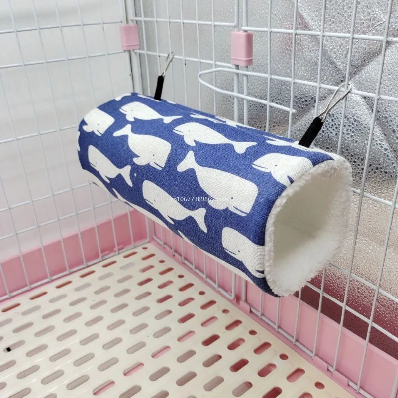 1Pcs Hamster Tunnel Hammock for Small Animals Cute Cartoon Printing Hanging Cage Swing Sleeping Bed Nest House Squirrel Rat Toys