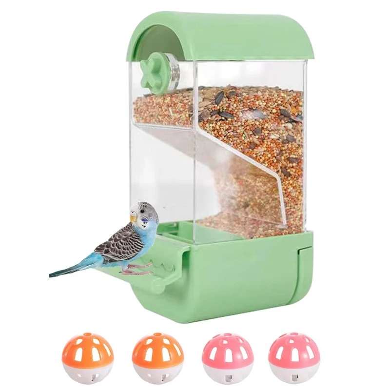 

Automatic transparent cage bird feeder food container