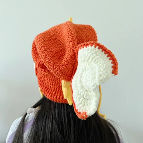 Imagen 2 del producto Gorro de cabeza de carpa de ganchillo de lana hecho a mano, divertido pez rey, gorro de pila cálido, gorro de punto Unisex para adultos