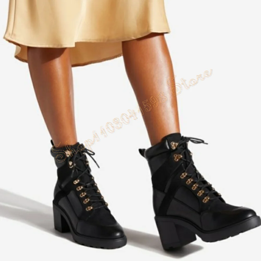 

Black Lace-up Chunky High Heels Boots Pointed Toe High Heel Shoes for Women Ankle Heels 2024 New Zapatos Para Mujere