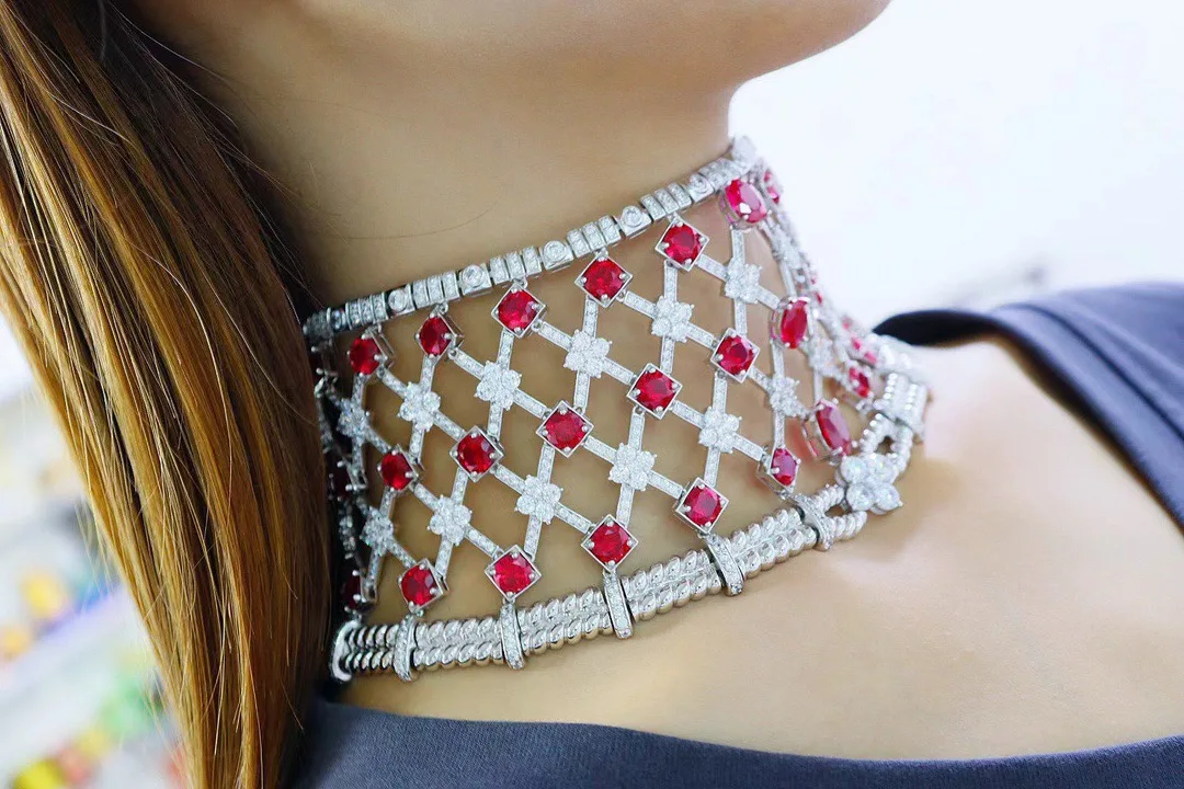 

large big choker necklace 925 sterling silver with cubic zircon party wedding MIYI fine women jewelry