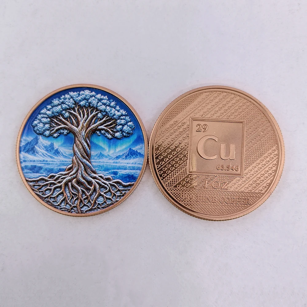7 Designs 1 OZ .999 Pure Copper Tree of Life Challenge Coin Collectible Commemorative Medal Home Ornament Gift