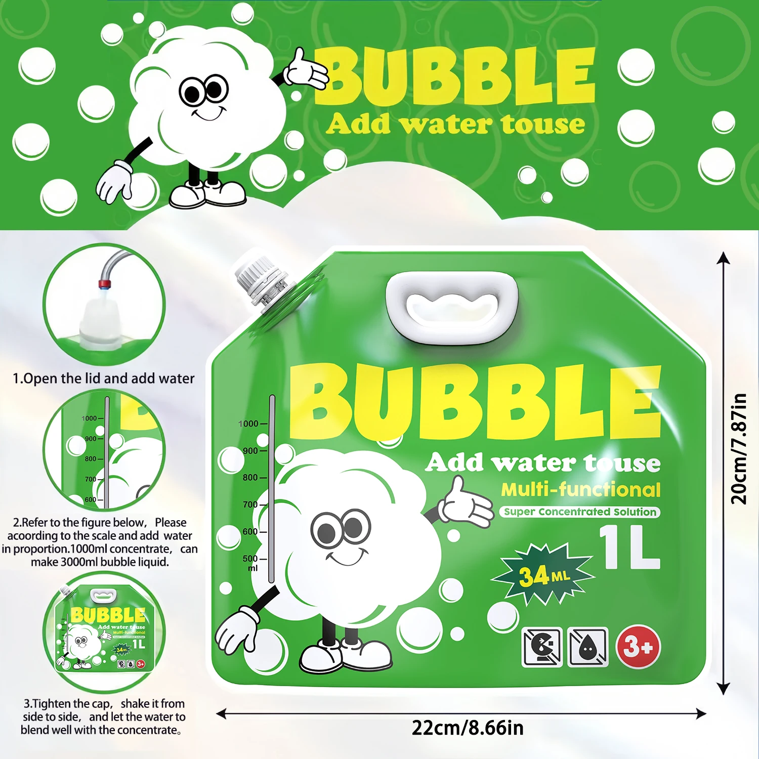 Geconcentreerde bellenoplossing voor bellenmachines, gigantische toverstokjes en blazers - voor verjaardagsfeestjes voor kinderen