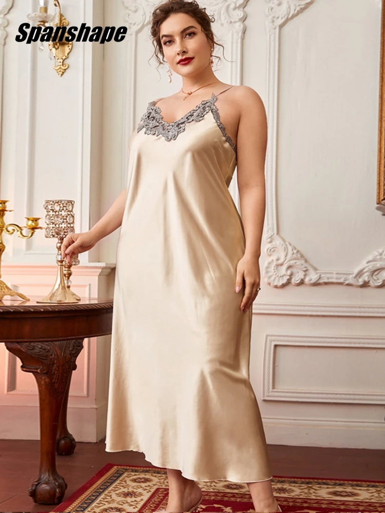 Damska koszula nocna koszula nocna satynowa jedwabiu bez rękawów koszula nocna sukienka Sexy V Neck piżamy sukienka ubranie Plus Size Mujer ouc1636