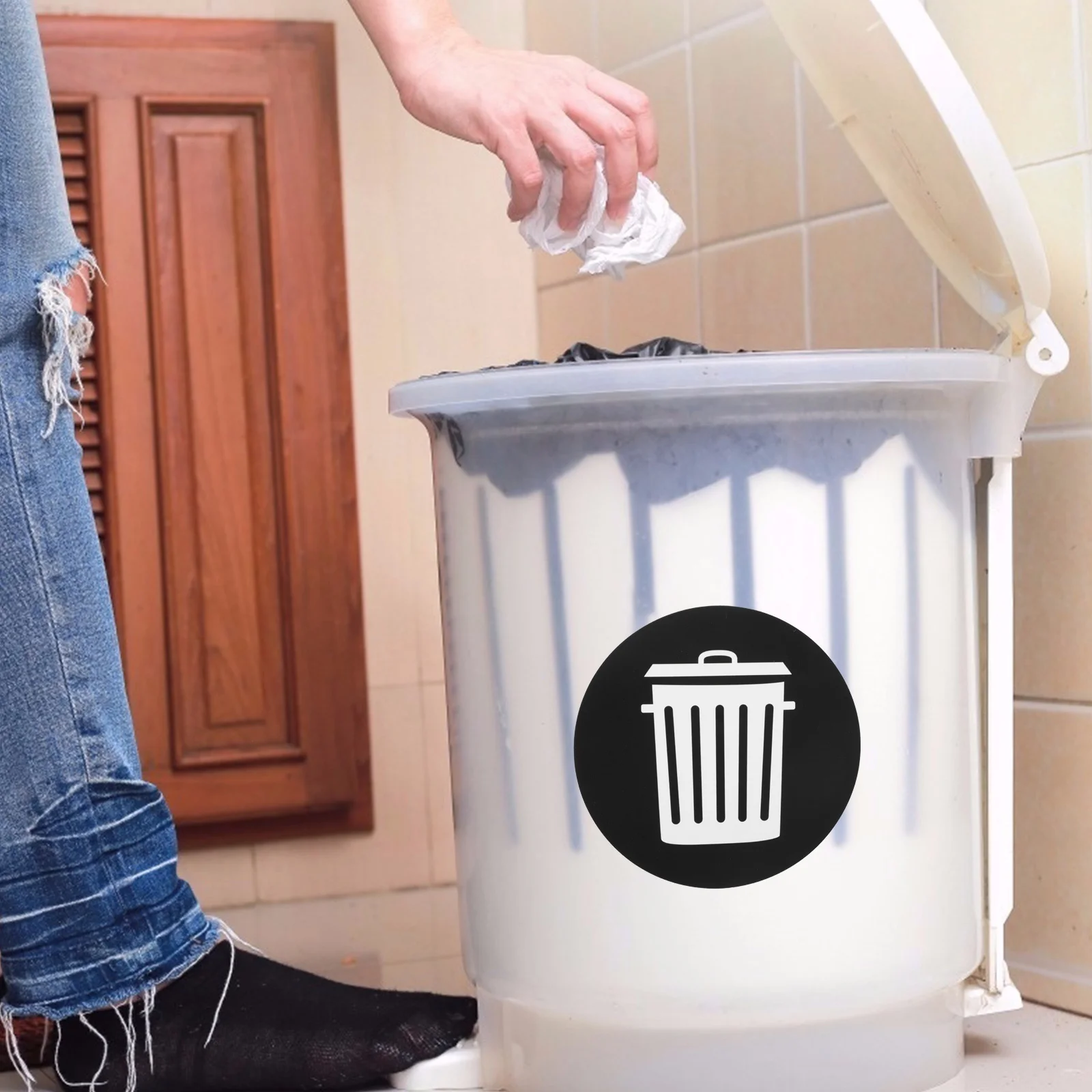 

12Pcs Garbage Classify Stickers Removable Self Adhesive Waste Container Decals Simple Design Practical Use