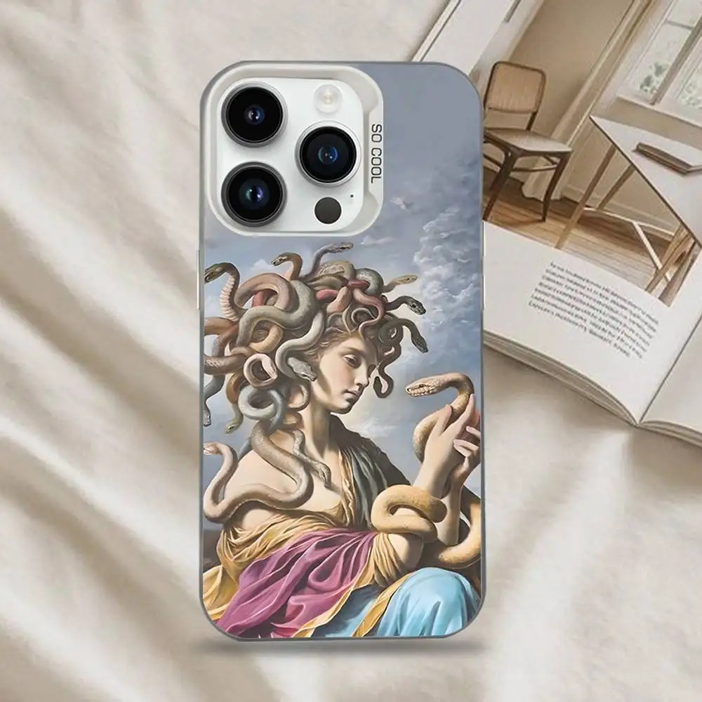 Medusa Greek Mythology Look At Me Phone Case For iPhone 16,15,14,13,12,11,Mini,Pro,SE,MAX White Matte Shockproof Cover