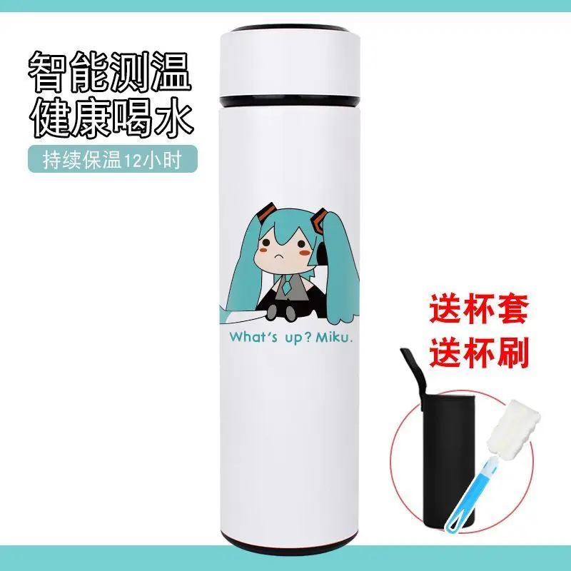Hatsune Miku anime merchandise cartoon cute student water cup Kawaii two-dimensional girl smart temperature sensing thermos gift