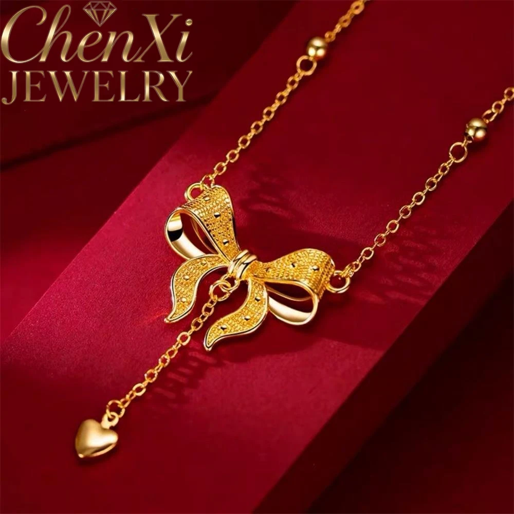 

High-End Sand Gold Three-Dimensional Bow Bell Pendant Luxury Quality Fashion Fine Jewelry Exquisite Elegant Popular Charms Gift