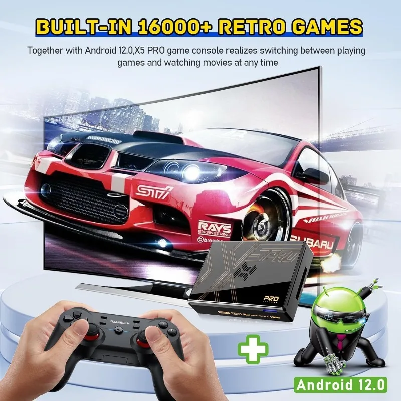 وحدة تحكم ألعاب POPULAR.Super Console X5 PRO Retro مع 16000+ ألعاب، شريحة Rock Chip RK3588S، وحدة تحكم محاكاة مع نظام الألعاب والتلفزيون،