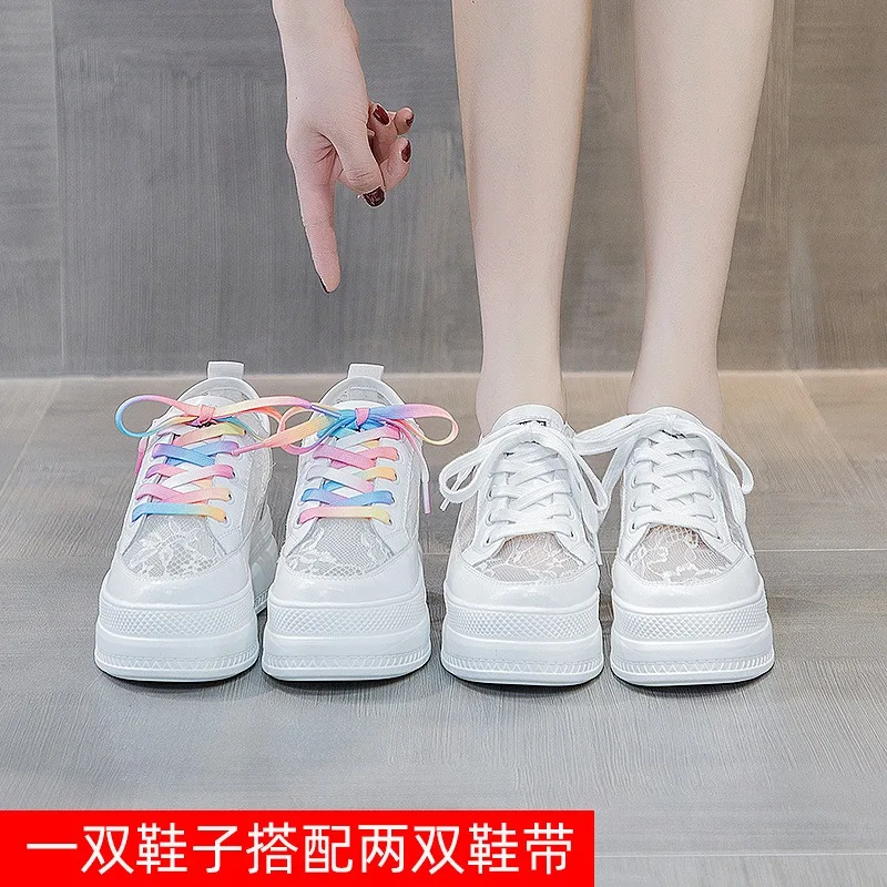 Inside Increase Women Shoes Sports Leisure  New Mesh Thick Sole Shoes Breathable Thin Explosive Fashion Small White Shoes Women