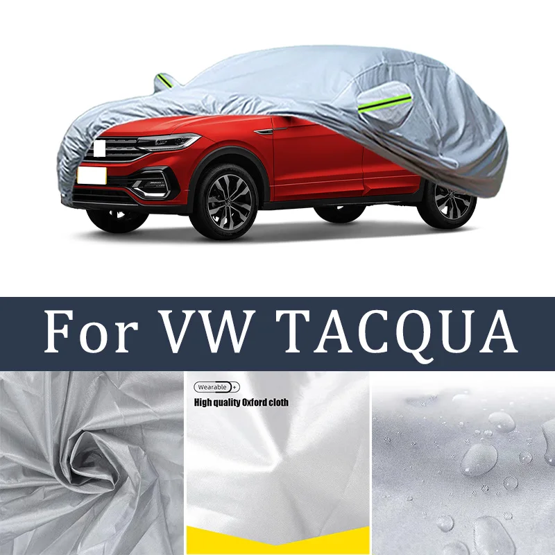 

Автомобильный чехол для VW TACQUA, полный внешний черный, серебристый, автомобильный чехол, солнцезащитный козырек, пылезащитный, водонепроницаемый, светоотражающие полосы, автомобильные аксессуары