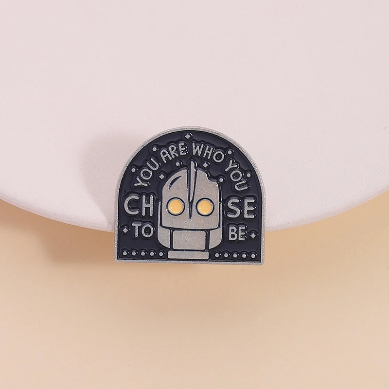 Punk Cartoon Robot Enamel Brooch Creative Letter Lapel Pin Badge Backpack Clothing Jewelry Gift for Kids Friends