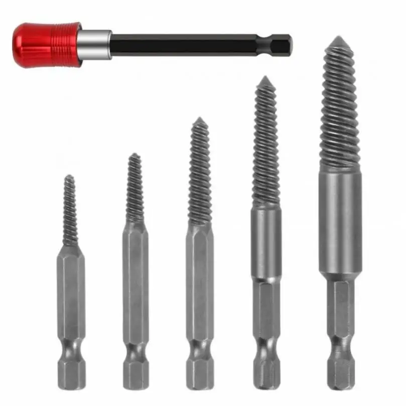 Damaged Screw Extractor Kit 6pcs with Quick Self-Locking Post Tool Kit Fine Threaded Damaged Screw Stud Remover