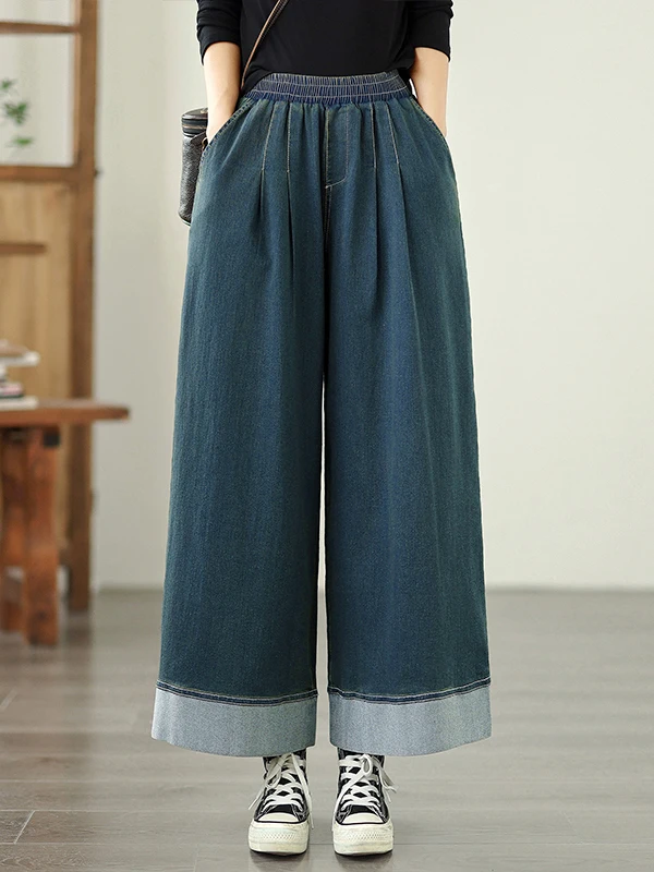 

Прямые джинсы с высокой талией, большие размеры, женские повседневные утягивающие джинсы, свободный крой, универсальные осенние новые поступления, синие, смесь хлопка