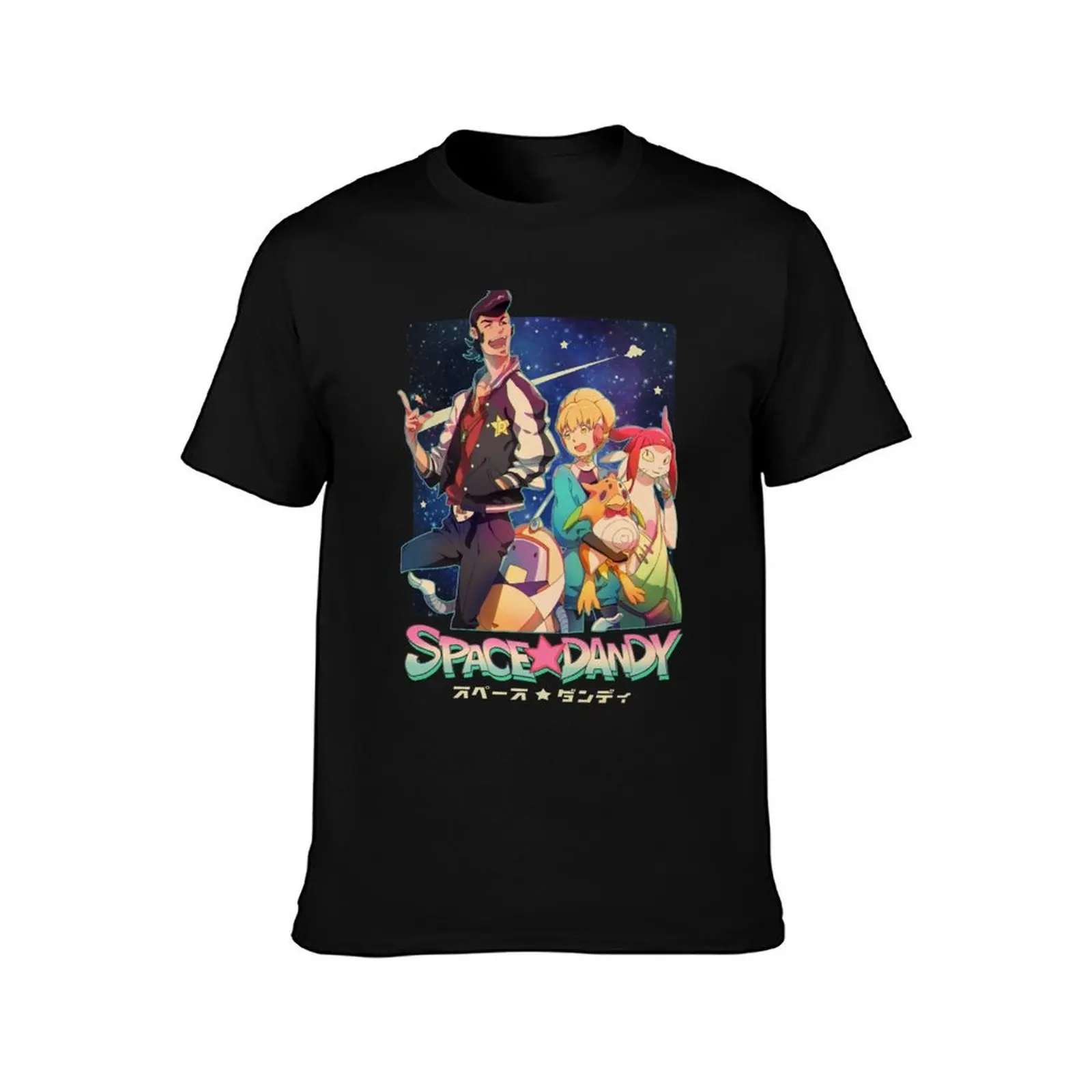 Space Dandy T-Shirt, Summer Casual Cotton Tee, Oversized Streetwear Tops, Vintage Graphic Print, Loose Fit Short Sleeve