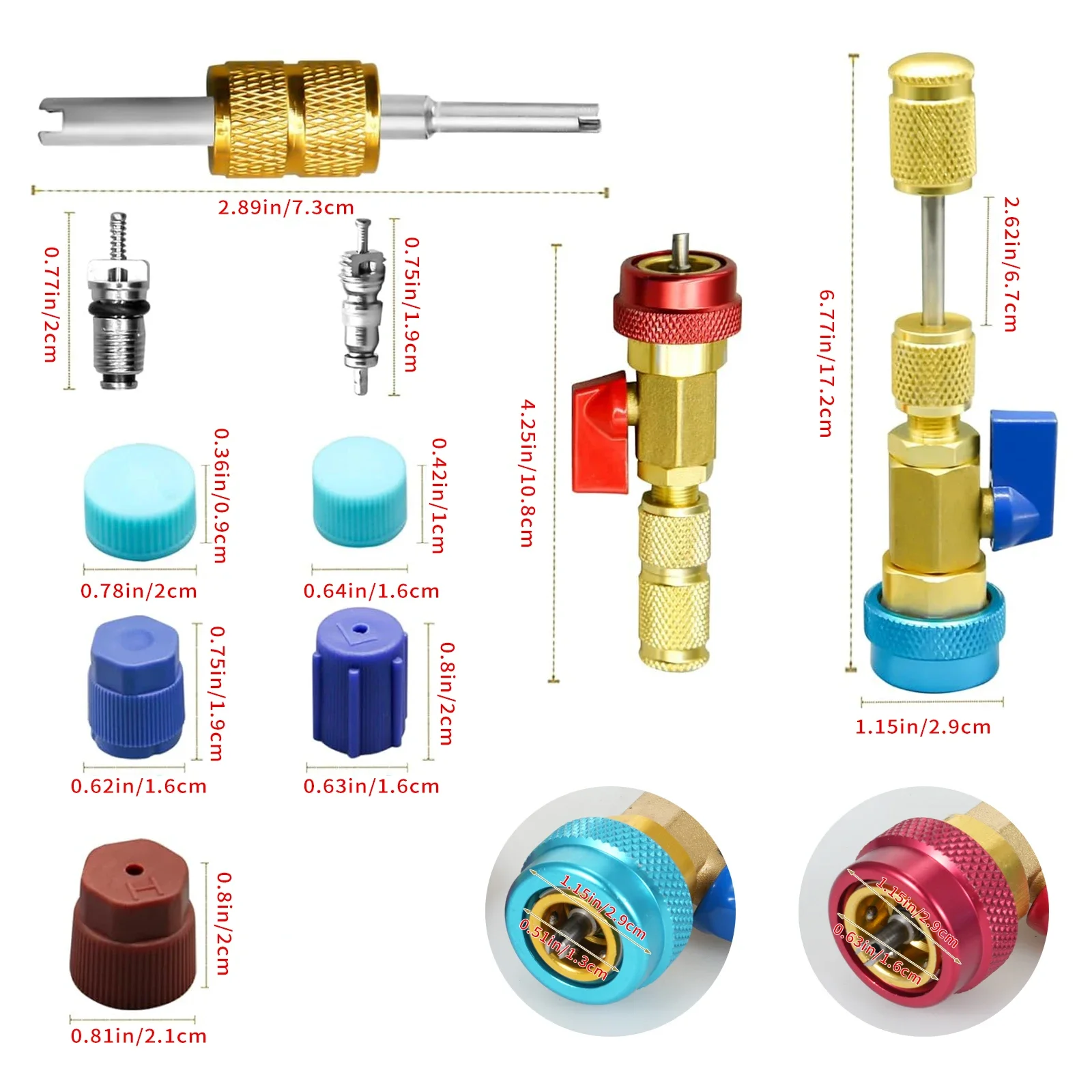 Ensemble d'Outils d'Installation de Noyau de Valve R134A, Démontage Rapide, Haute/Basse Pression, 31 Pièces