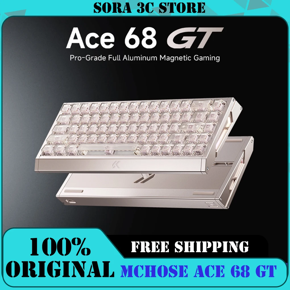 Teclado Gamer MCHOSE Ace 68 GT com Switches Magnéticos de Liga de Alumínio, Hot Swap Personalizável 16K, 8000Hz, RT0.001mm, 0.06ms – Presente Ideal