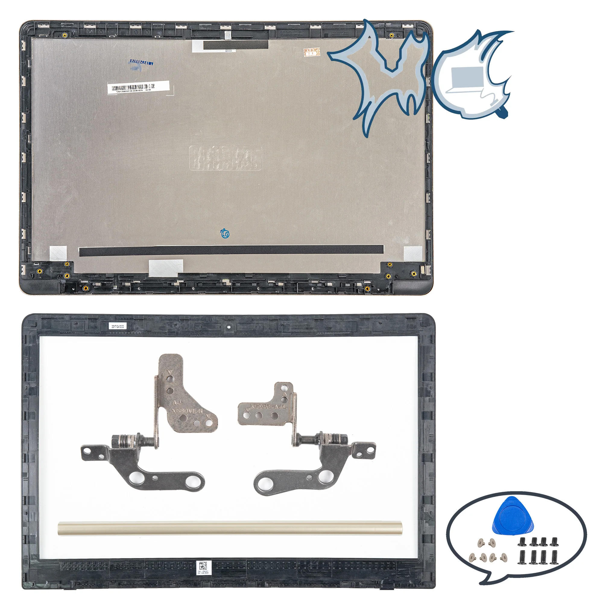 

Gold Metal Case For nx580 N580 N580G X580V N580V N580VD X580VE X580VD N580VE LCD BACK Cover/Bezel Hinges Replacement 15.6inch