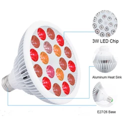 54W LED Red Light Therapy Lamp Anti-aging PAR38 Bulb 630nm 660nm Red Light Near Infrared 810nm 830nm 850nm, Red Light Grow LED