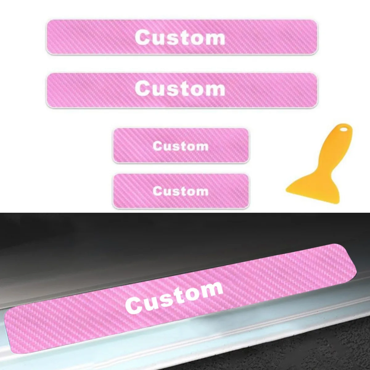 

Custom picture image Car Door Sill Protective Decoratio Stickers Carbon Fiber Waterproof Scratch Resistant 4PCS
