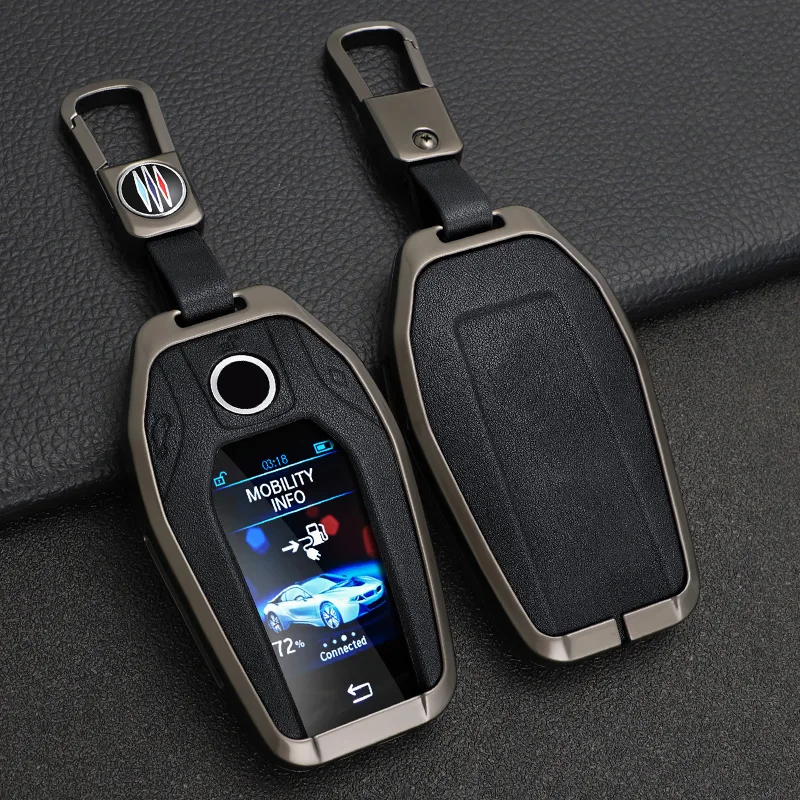 Zinc Alloy Leather Car Remote Key Case Display Key Cover Shell Skin for BMW 5 7 Series X3 X4 X5 X7 G30 G31 G11 G12 G01 GT 730Li