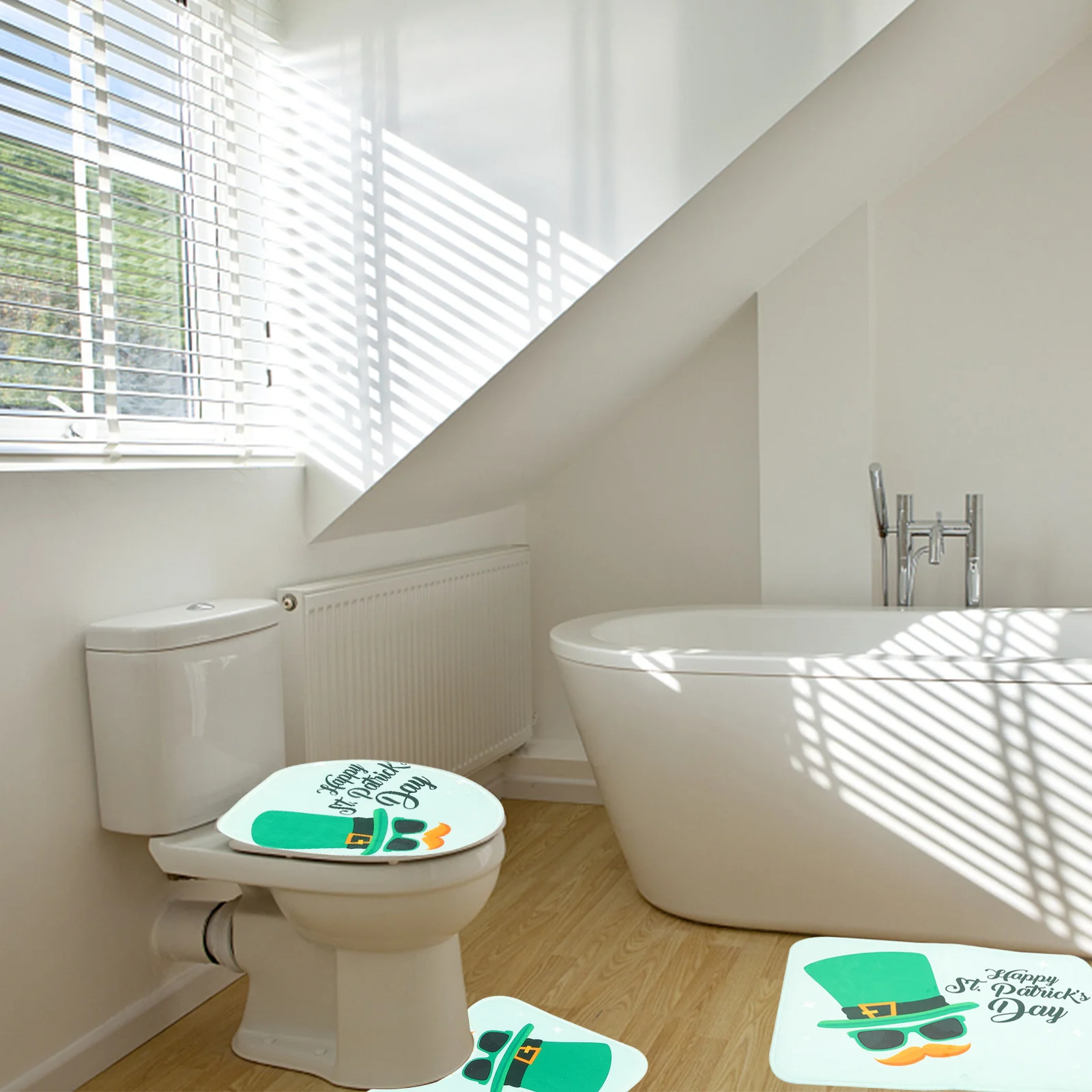 

3Pcs Bathroom Non-Slip Rug Set Toilet Lid Cover St Patricks Day Home Decoration Bath Mat Toilet Seat Cover Set
