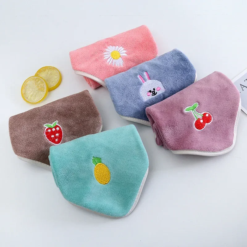 

1Pc 30x30cm Embroidery Microfiber Square Towel Soft Water Absorption Hanging Children Handkerchief Wash Face Cloth