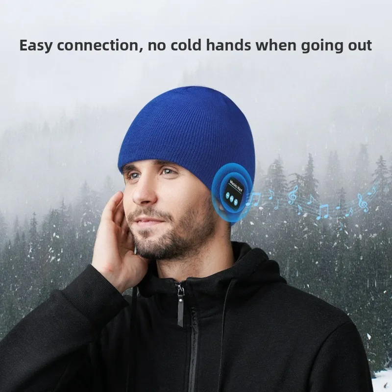 Bluetooth Music Earphone Knit Hat Wireless Stereo Headphones Built Speaker Hands Free Calling Warm Winter Cap Outdoor Sports