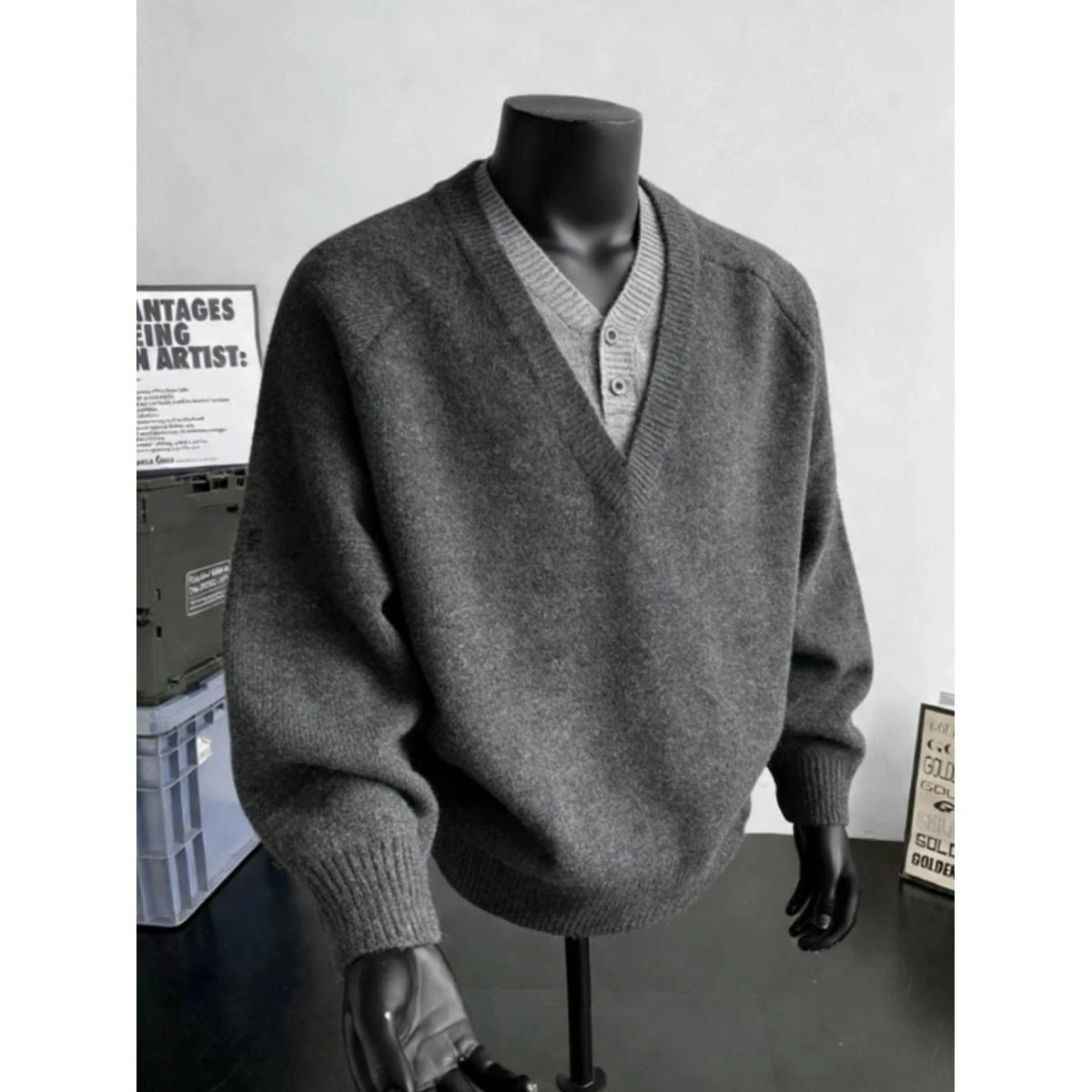 

Мужской вязаный кардиган Deep ey Vintage V-Ne, осенне-зимний, в американском ретро-стиле, свободного кроя, удобная повседневная одежда