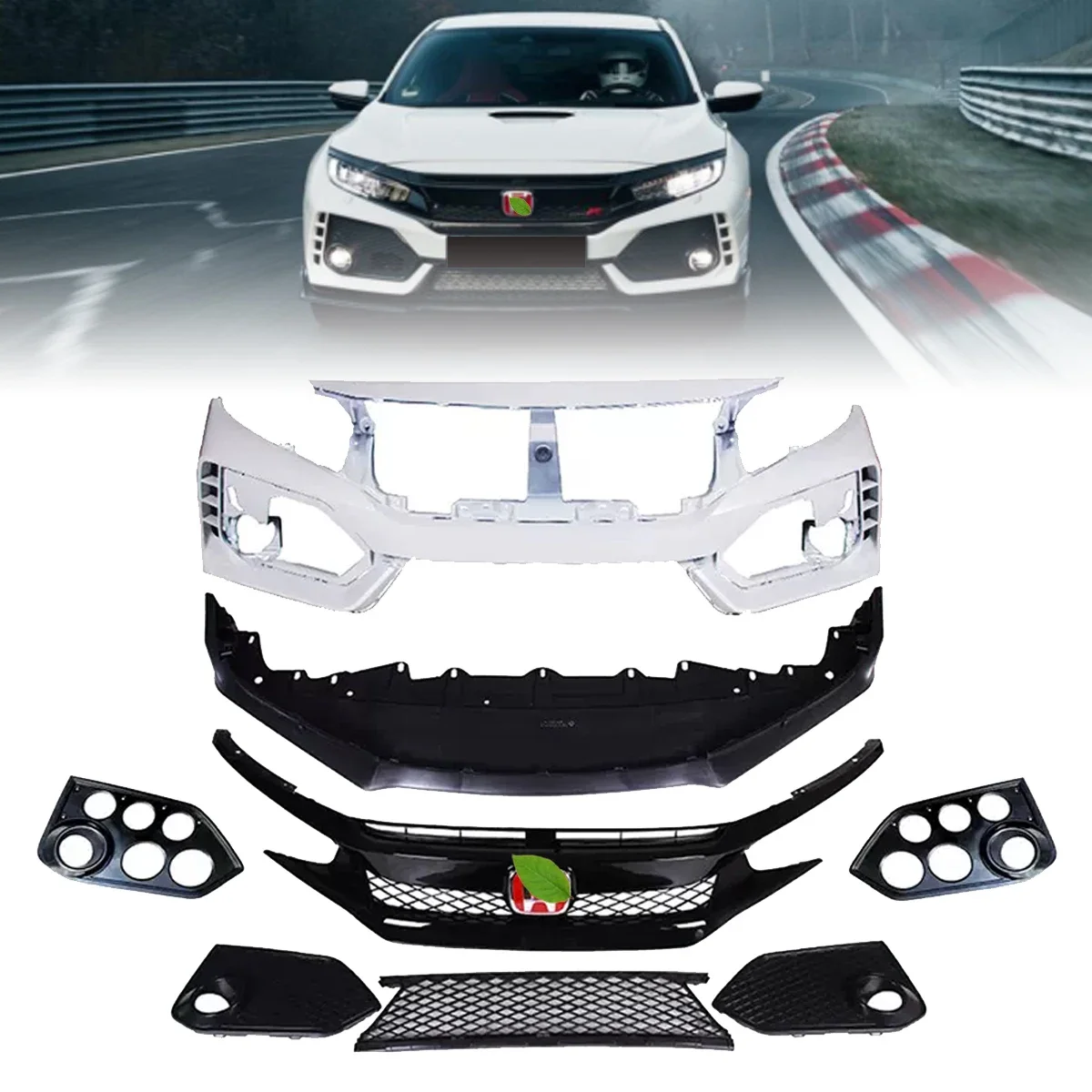 Car Body Kit Type R Style ABS Front Rear Bumper Lip Rear Spoiler For Honda Civic 10th Gen 2016-2020