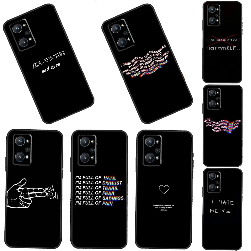 Sad depression Black Word Case For Realme 8i 8 Pro GT Neo 2 Master C31 C35 Back Cover For Realme Q3s C11 2021 C15 9 Coque