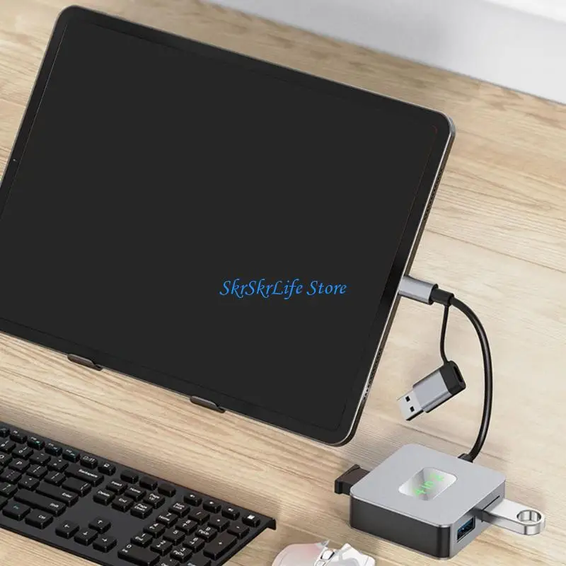 

E65E Алюминиевый USB C Hub 10 Гбит / с 4 в 1 USB 3.2 Адаптер с 4 USB 3.2 4 Port USB C+USB Splitter Extender для PC Ноутбук