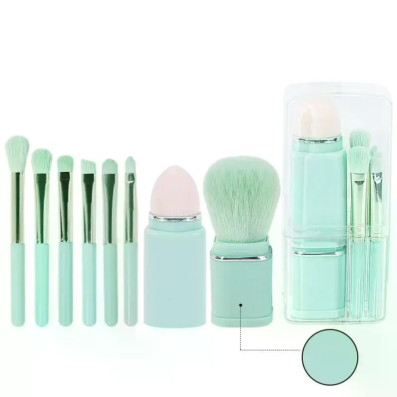 8 In 1 스퀘어 휴대용 텔레스코픽 브러쉬 메이크업 브러쉬 세트 아이 섀도우 브러쉬 컨실러 뷰티 브러쉬 도구 메이크업 브러쉬