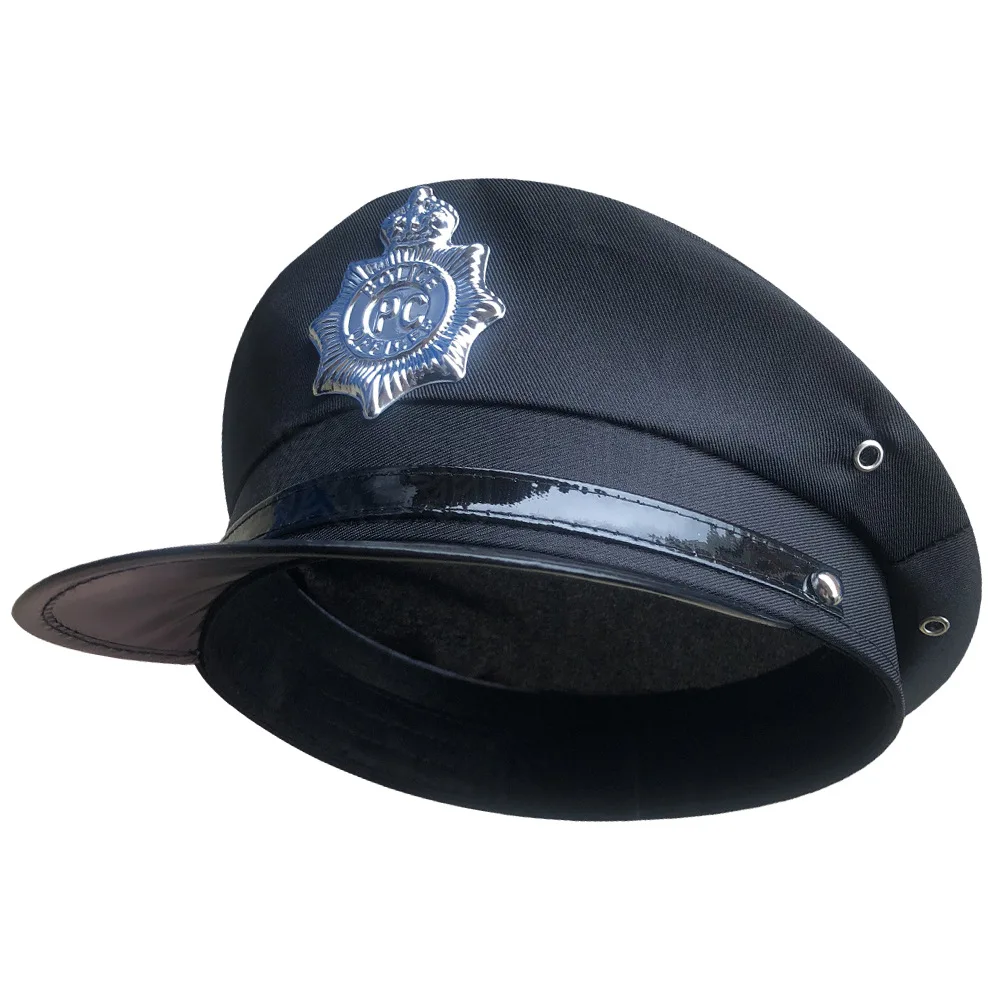 

Military Hat Army Peaked Domed black brim security police cap role-playing Female police big 8M160