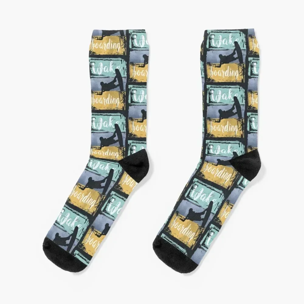 Wakeboarding Retro Wakeboarder Socks cycling man moving stockings cool Socks Women's Men's