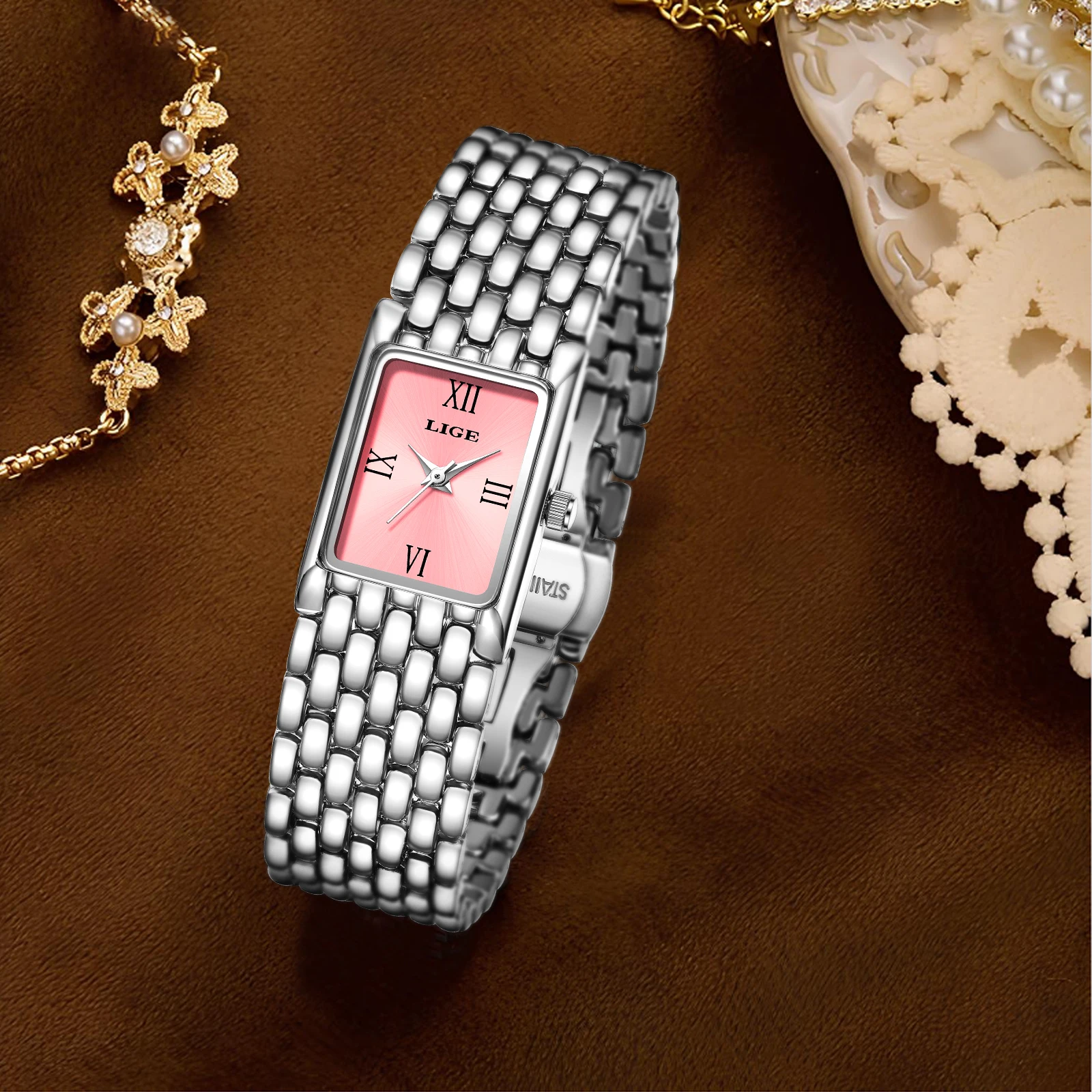 Nuevos relojes LIGE de cuarzo para mujer para parejas, reloj de negocios de acero inoxidable para hombres, reloj de regalo minimalista informal para mujeres, Pareja Regalo