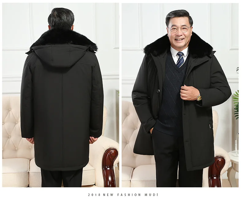 Men's Down Coat And Parkas Windbreaker Puffer Jacket Overcoat Winter Padding Man White Goose Down Jacket Removable Liner HXY1273