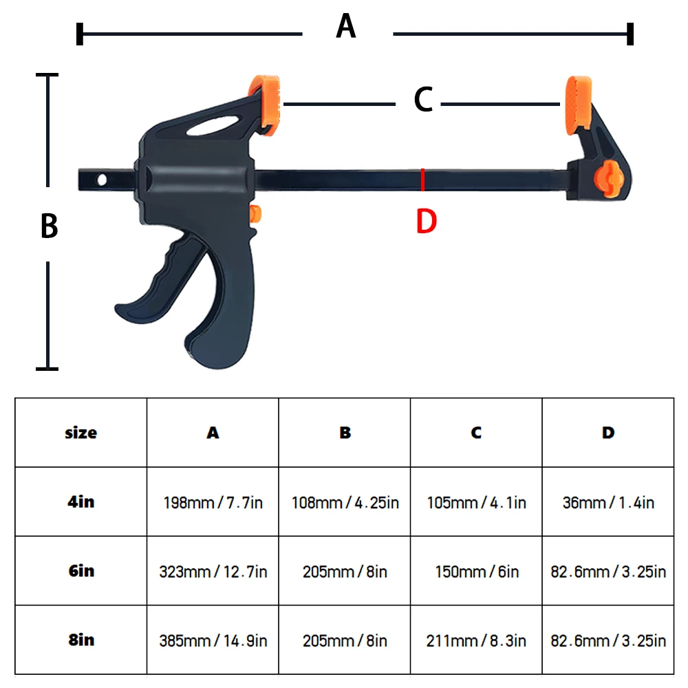 4/6/8 Inch F-Style Woodworking Clamps - Quick Fixed Nylon Work Bar Set for Glass & Wooden Board Connection - Portable Squeezing