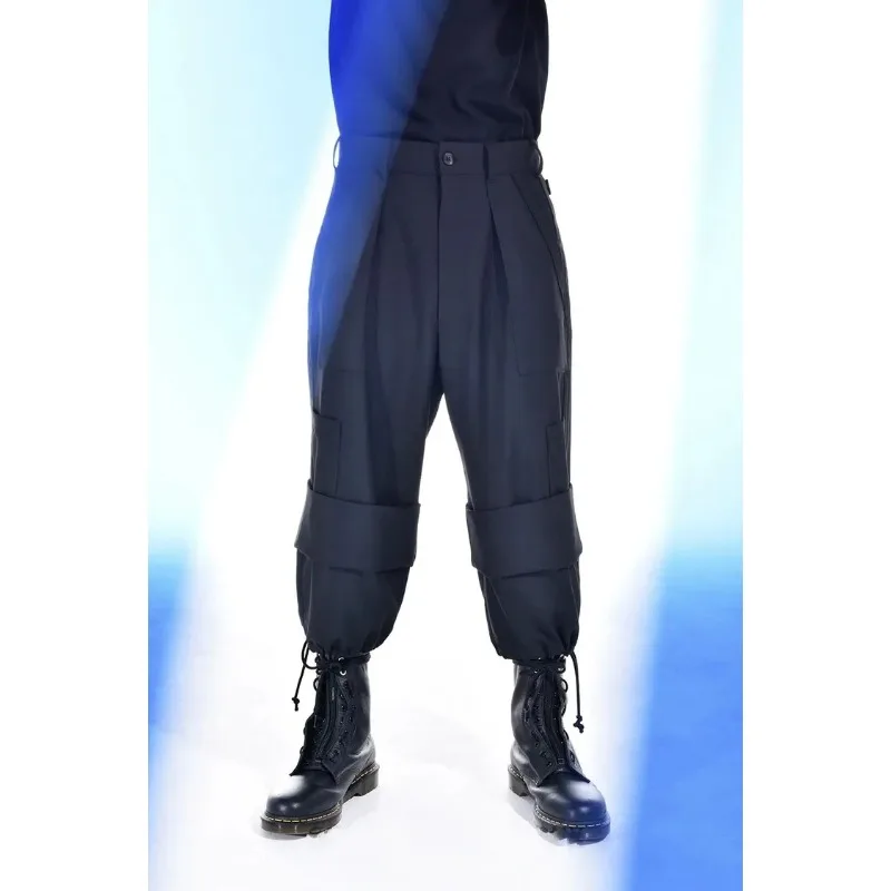 New 2021 Men's Hair Stylist Fashion Double-layer And Multi-layer Splicing Wide Leg Pants Skirt Pants Plus Size Costumes