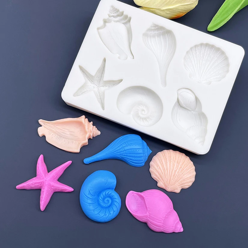 Shell Conch Starfish Ocean Silicone Mold Sugarcraft Chocolate Cupcake Baking Mold Fondant Cake Decorating Tools