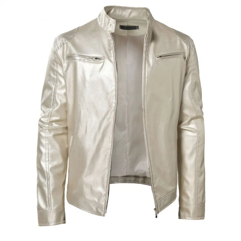 2023 Fashion Men's New Performance Dress Sequin Leather Jacket Men's Nightclub Men's Standing Collar Jacket Jacket Jacket Men's