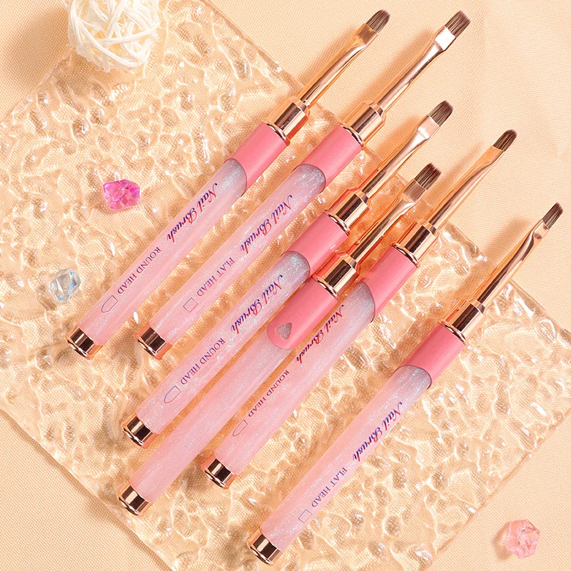 ปากกาเจลยูวีสำหรับทำเล็บสีชมพู ปากกาแปรงสำหรับทาสีเล็บอะคริลิค แปรงสำหรับวาดลายเล็บ แปรงทำเล็บมือแบบมืออาชีพ
