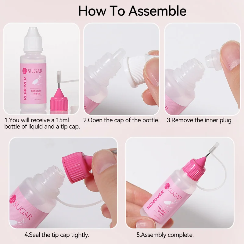 15ml usar tubo de agulha de unha removedor de esmalte sólido remendo cola uv geléia cola rápida removedor de esmalte suave e não irritante