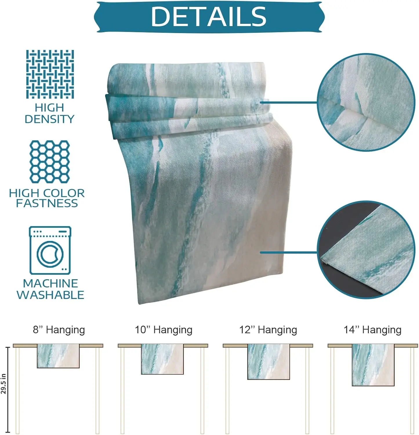 الشاطئ الساحلي الأزرق الكتان الجدول عداء مضمد وشاح ديكور للطاولات الصيف المطبخ طاولة طعام عداء المحيط موجات البحر ديكور الحفلات