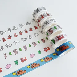 Ins Cartoon Curly Puppy Bear Washi Tape Creative Adhesive Hand Account Stationery Decorative Tape Kawaii Sealing Sticker 5m