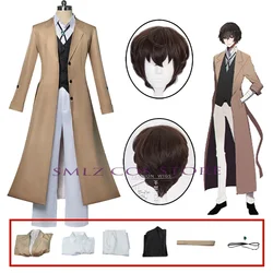 Dazai Osamu Cosplay Anime Bungo Stray Dogs Costume Armed Detective Agency Dazai Full Set Uniform Prop Wig for Adult Men