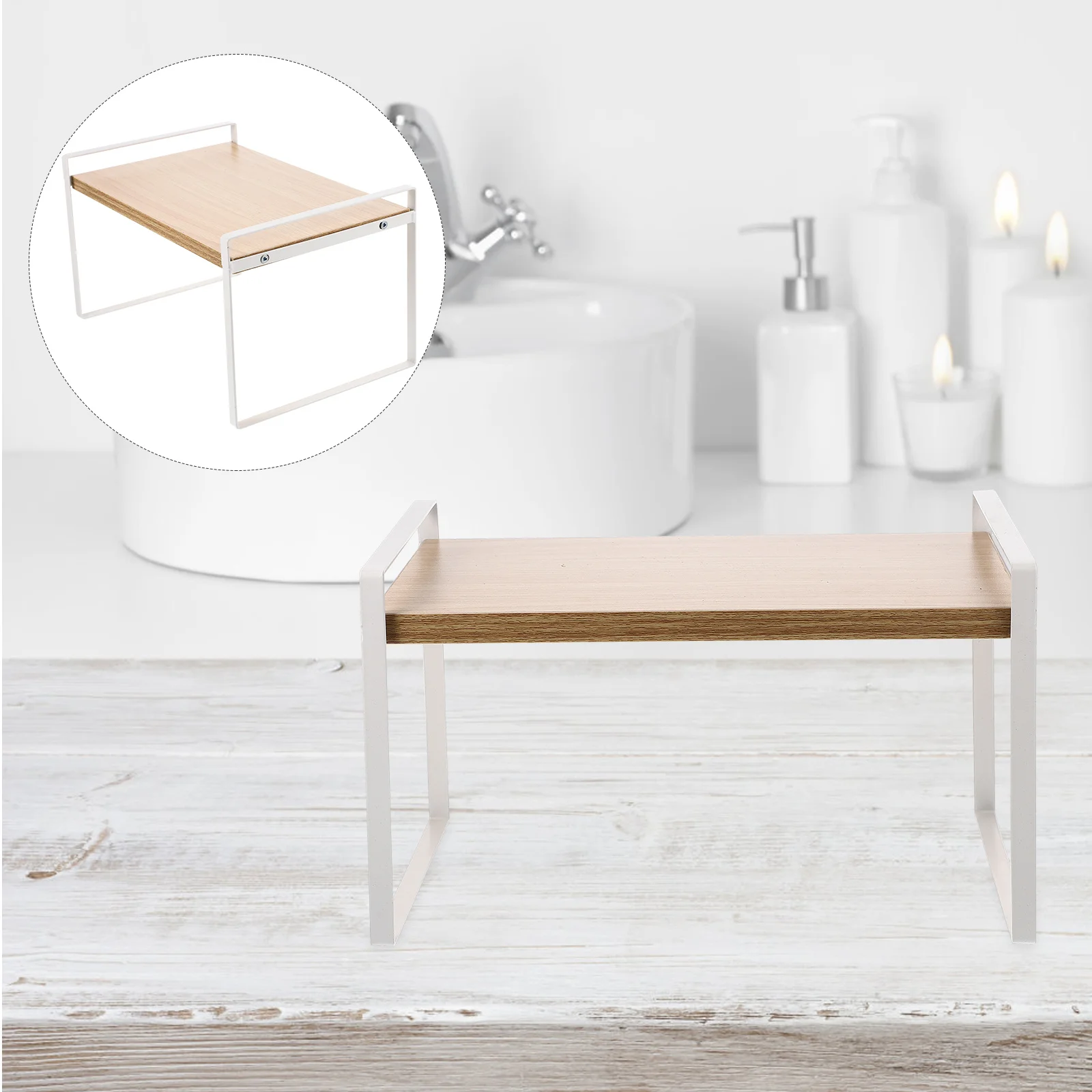 

Iron Storage Shelf Sturdy Wood Desktop Organizer Multifunctional Compact Office Book Holder Home Storage Rack Desktop Bookshelf