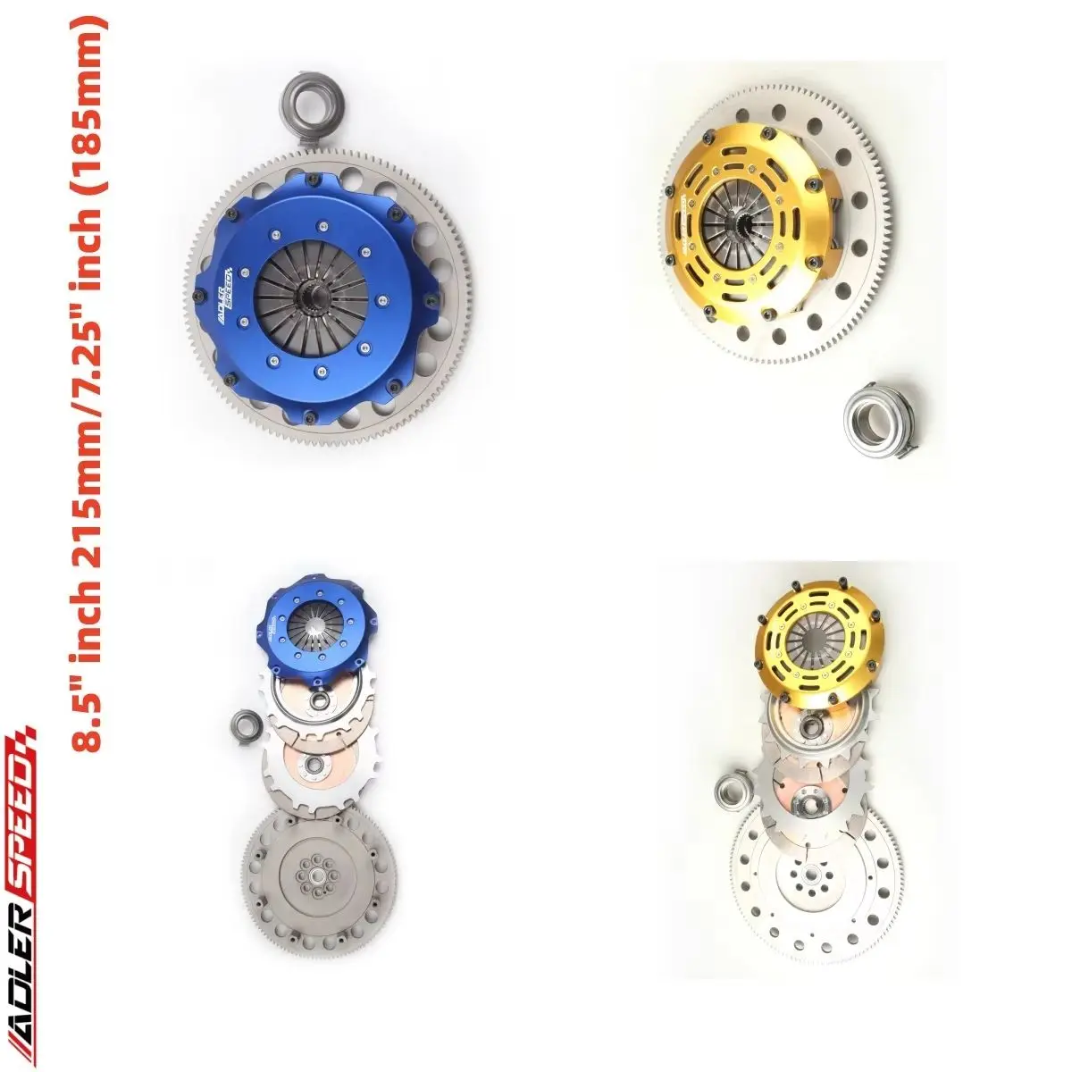 

ADLERSPEED 215MM 8.5"/185MM 7.25" Racing Twin Disc Clutch&Flywheel For HONDA ACCORD PRELUDE 2.2L 2.3L 4cyl F22 F23 DOHC H22 H2