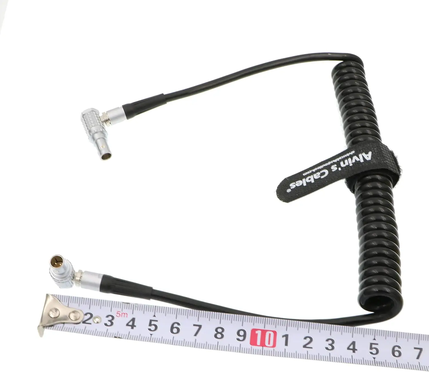 Alvin's Cables Right Angle 2 Pin Male Coiled Power Cable for ARRI Alexa Camera Teradek Bond SmallHD Monitor