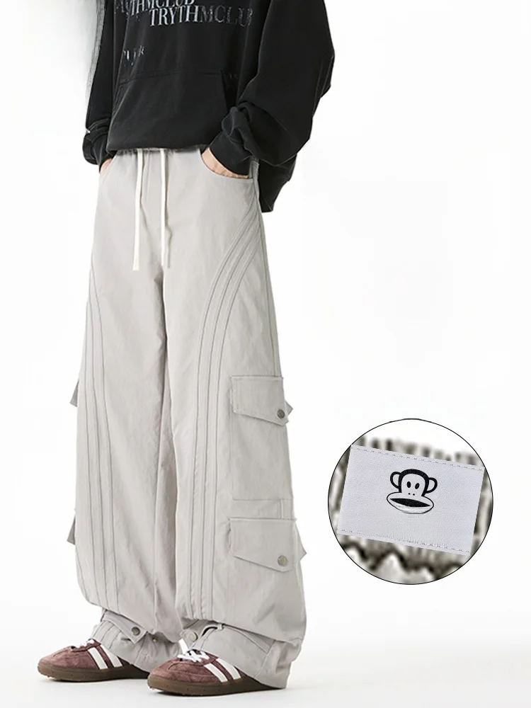 

Loose PaulFrank Monkey Large Mouth American Sle Casual Pants for Men Spring 2026 Cargo Trousers with Big kets Straight Leg